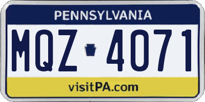 PA license plate MQZ4071