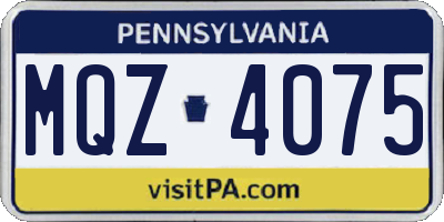 PA license plate MQZ4075