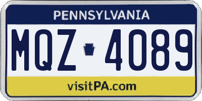PA license plate MQZ4089