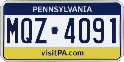 PA license plate MQZ4091