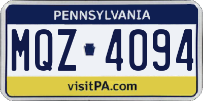 PA license plate MQZ4094