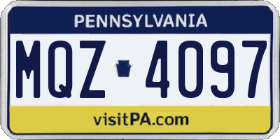 PA license plate MQZ4097