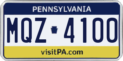 PA license plate MQZ4100