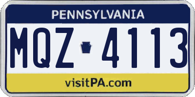 PA license plate MQZ4113
