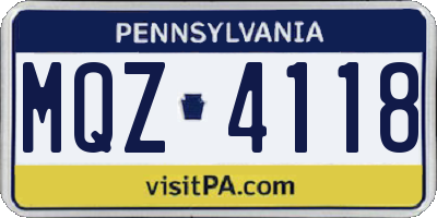 PA license plate MQZ4118