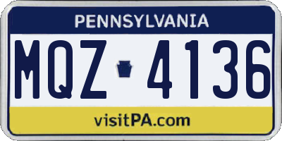 PA license plate MQZ4136