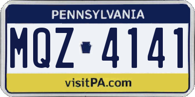PA license plate MQZ4141