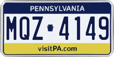 PA license plate MQZ4149