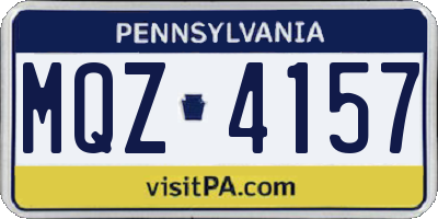 PA license plate MQZ4157