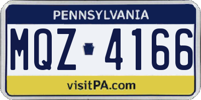 PA license plate MQZ4166