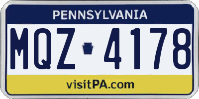 PA license plate MQZ4178