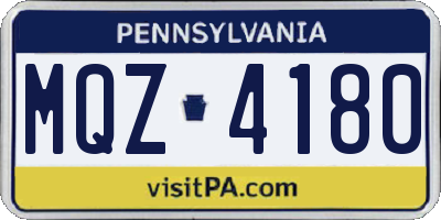PA license plate MQZ4180