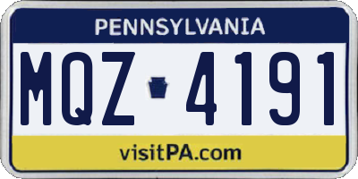 PA license plate MQZ4191