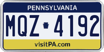 PA license plate MQZ4192