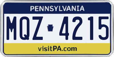 PA license plate MQZ4215
