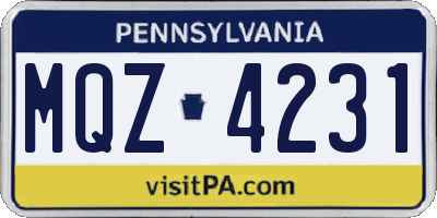 PA license plate MQZ4231