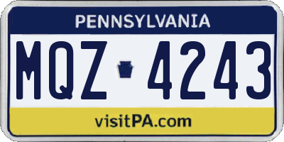 PA license plate MQZ4243