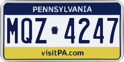PA license plate MQZ4247