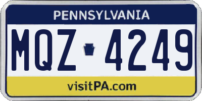 PA license plate MQZ4249