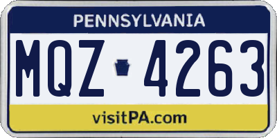 PA license plate MQZ4263