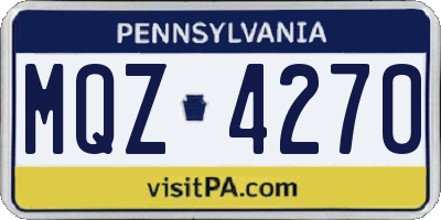PA license plate MQZ4270
