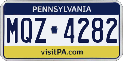 PA license plate MQZ4282