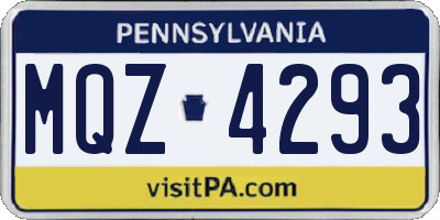 PA license plate MQZ4293