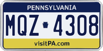 PA license plate MQZ4308