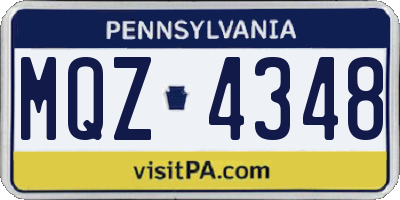 PA license plate MQZ4348