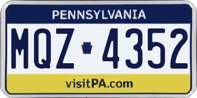 PA license plate MQZ4352