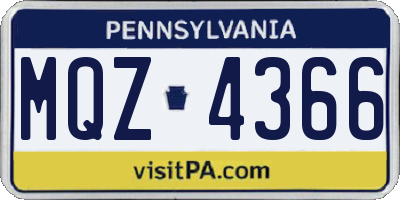 PA license plate MQZ4366