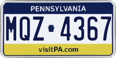 PA license plate MQZ4367