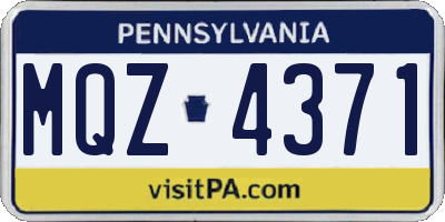 PA license plate MQZ4371