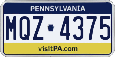 PA license plate MQZ4375