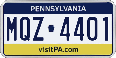 PA license plate MQZ4401