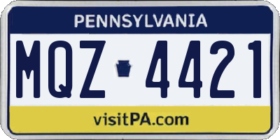 PA license plate MQZ4421