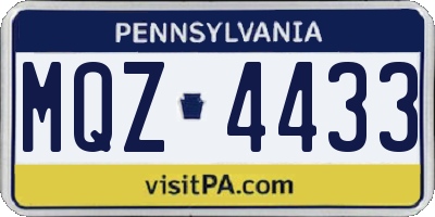 PA license plate MQZ4433