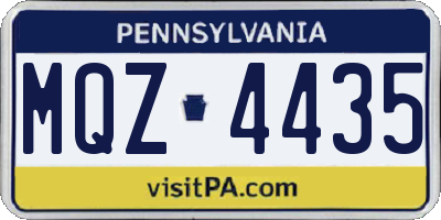 PA license plate MQZ4435
