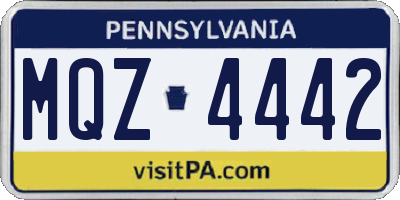 PA license plate MQZ4442