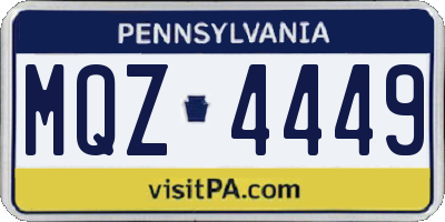 PA license plate MQZ4449
