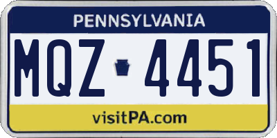 PA license plate MQZ4451