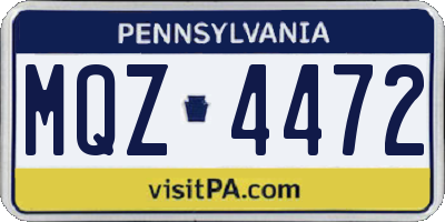 PA license plate MQZ4472