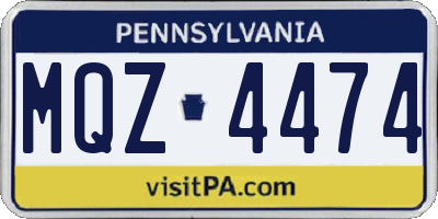 PA license plate MQZ4474