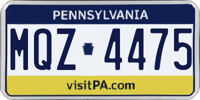 PA license plate MQZ4475