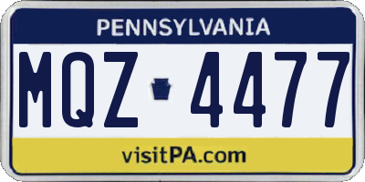 PA license plate MQZ4477