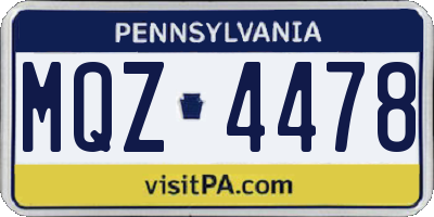 PA license plate MQZ4478