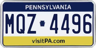 PA license plate MQZ4496