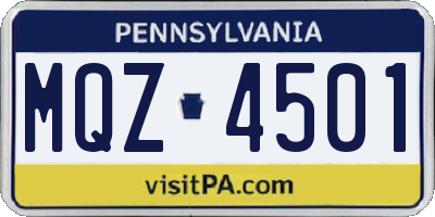 PA license plate MQZ4501