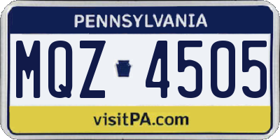 PA license plate MQZ4505