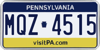 PA license plate MQZ4515